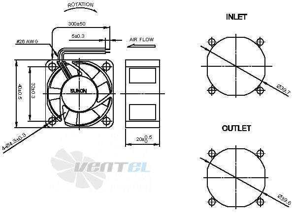 Sunon HA40201V4-000U-999 - описание, технические характеристики, графики