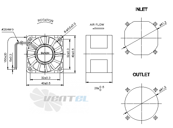 Sunon SG40281BX-000U-A99 - описание, технические характеристики, графики