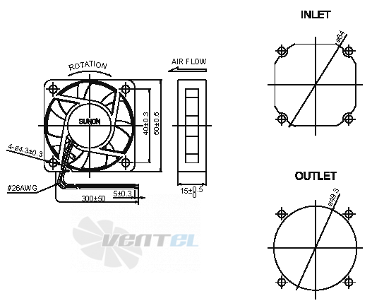 Sunon MB50151V1-000U-A99 - описание, технические характеристики, графики