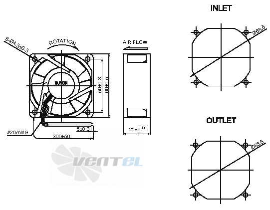 Sunon PE60251BX-000U-A99 - описание, технические характеристики, графики