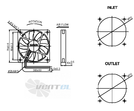 Sunon MB70101V1-000U-A99 - описание, технические характеристики, графики