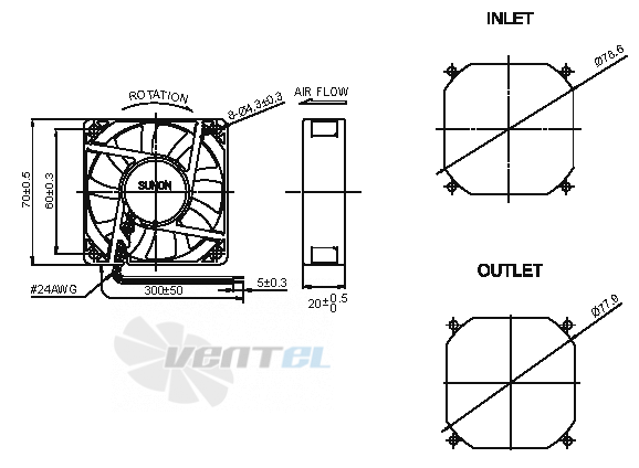 Sunon ME70201V1-000U-A99 - описание, технические характеристики, графики