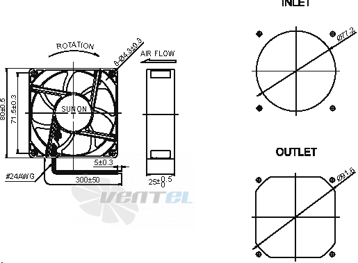 Sunon ME80251VX-000U-A99 - описание, технические характеристики, графики