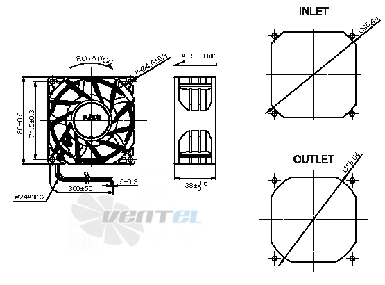 Sunon PF80381BX-000U-A99 - описание, технические характеристики, графики