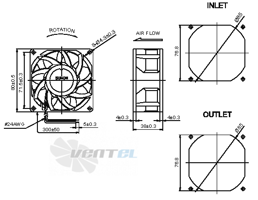 Sunon PMD1208PMB1-A-2-GN - описание, технические характеристики, графики