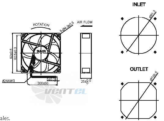 Sunon PF92251V1-000U-A99 - описание, технические характеристики, графики