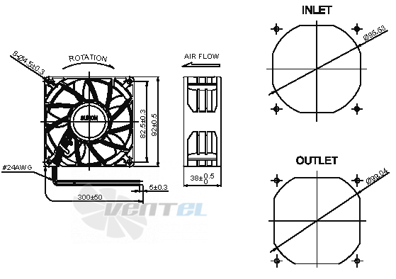 Sunon PF92381BX-000U-A99 - описание, технические характеристики, графики