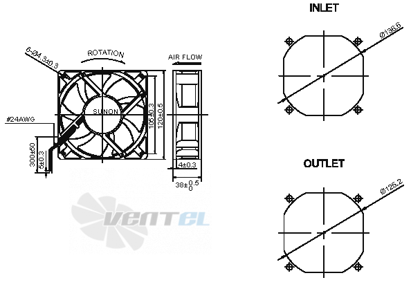 Sunon PMD1212PMB1-A-2-GN - описание, технические характеристики, графики