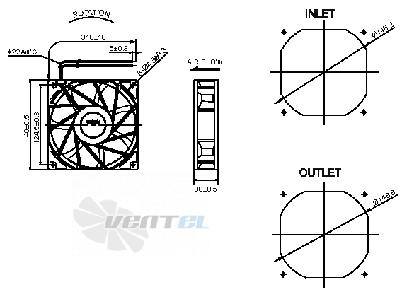 Sunon PFE0381BX-000U-A99 - описание, технические характеристики, графики