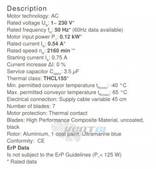 Ziehl-abegg FN025-2ED.WA.A7 - описание, технические характеристики, графики