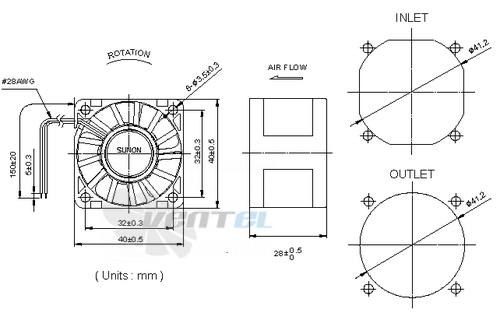 Sunon SG40281B1-0000-A99 - описание, технические характеристики, графики