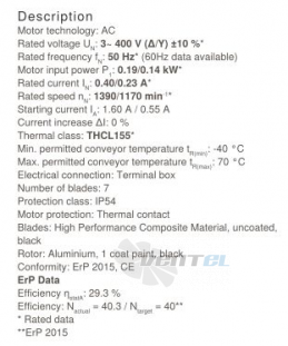 Ziehl-abegg FN035-VDH.0F.V7P2 - описание, технические характеристики, графики