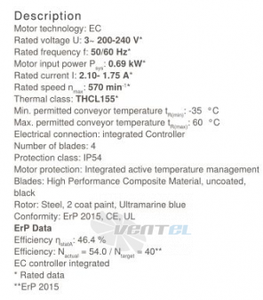 Ziehl-abegg FN091-ZIS.DG.V4P3 220B 3- - описание, технические характеристики, графики