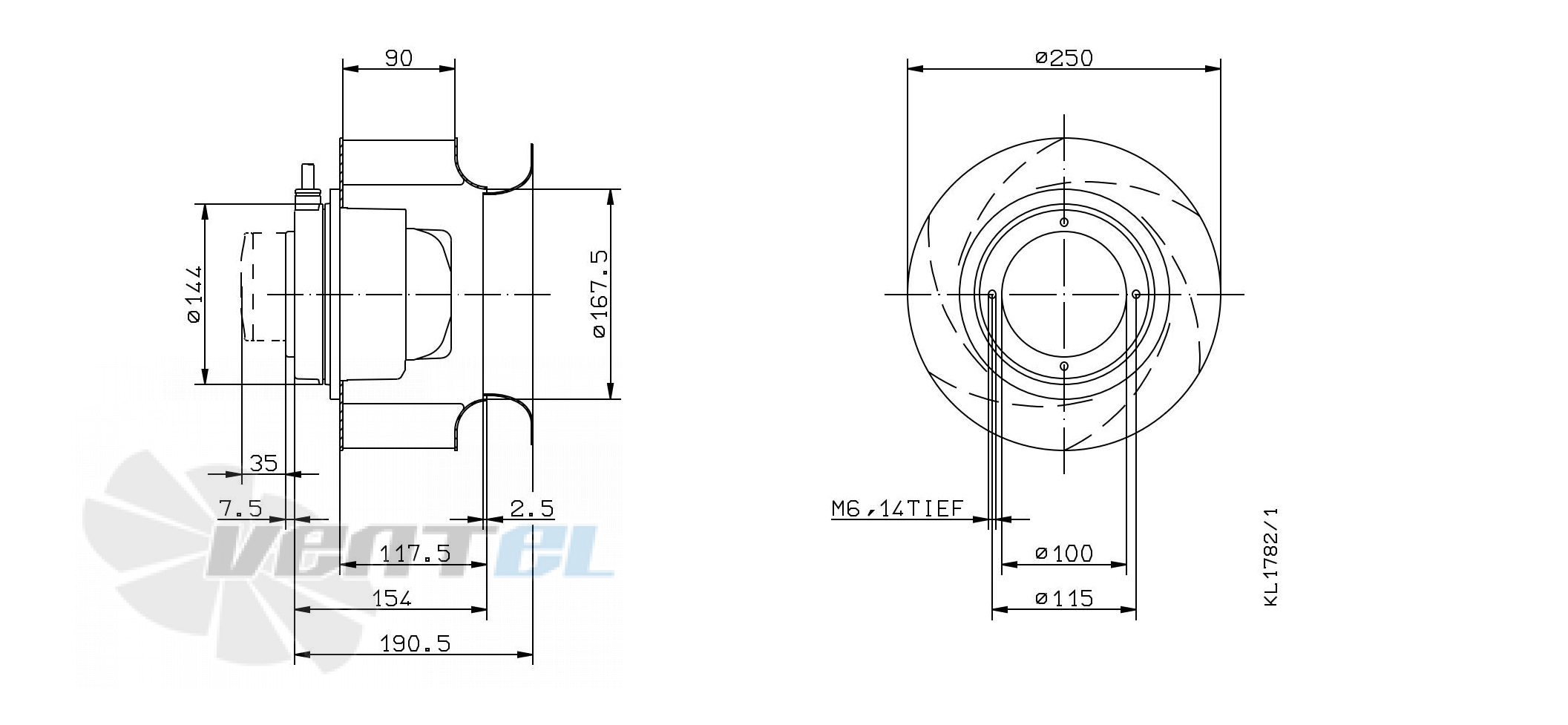 Ziehl-abegg RH25M-2DK.3B.1R - описание, технические характеристики, графики