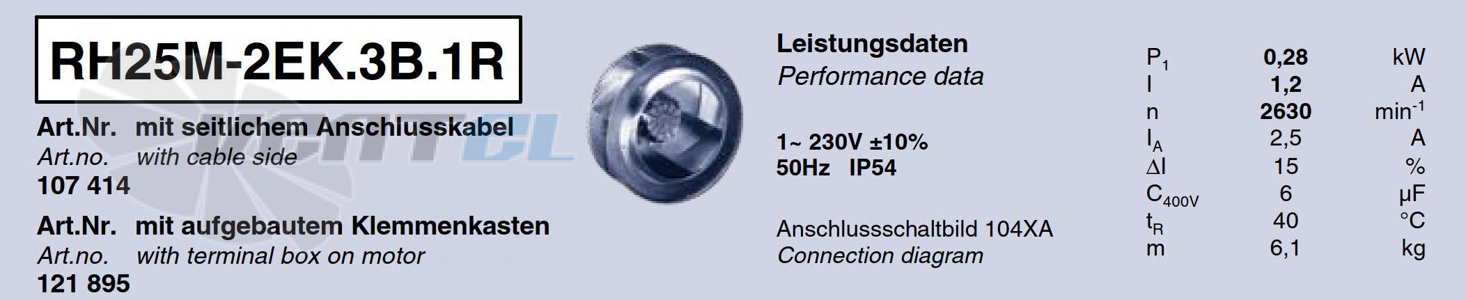 Ziehl-abegg RH25M-2EK.3B.1R - описание, технические характеристики, графики