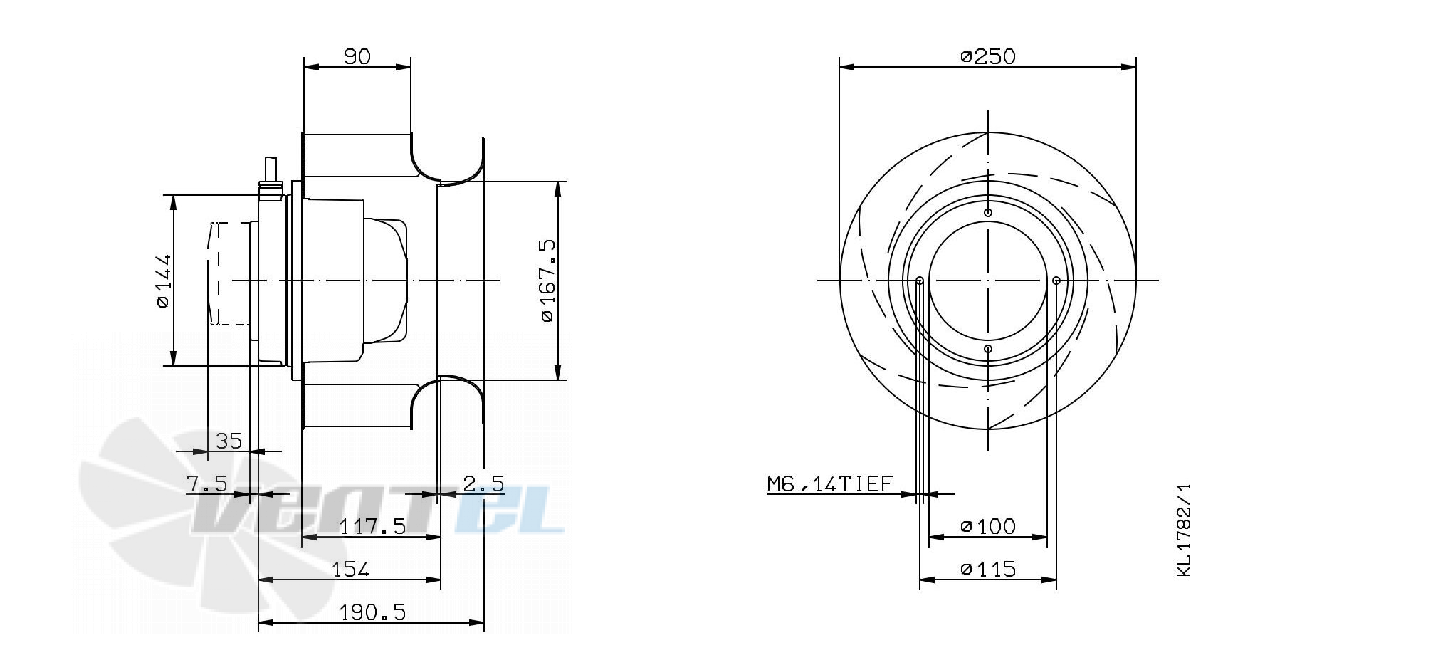 Ziehl-abegg RH25M-2EK.3B.1R - описание, технические характеристики, графики