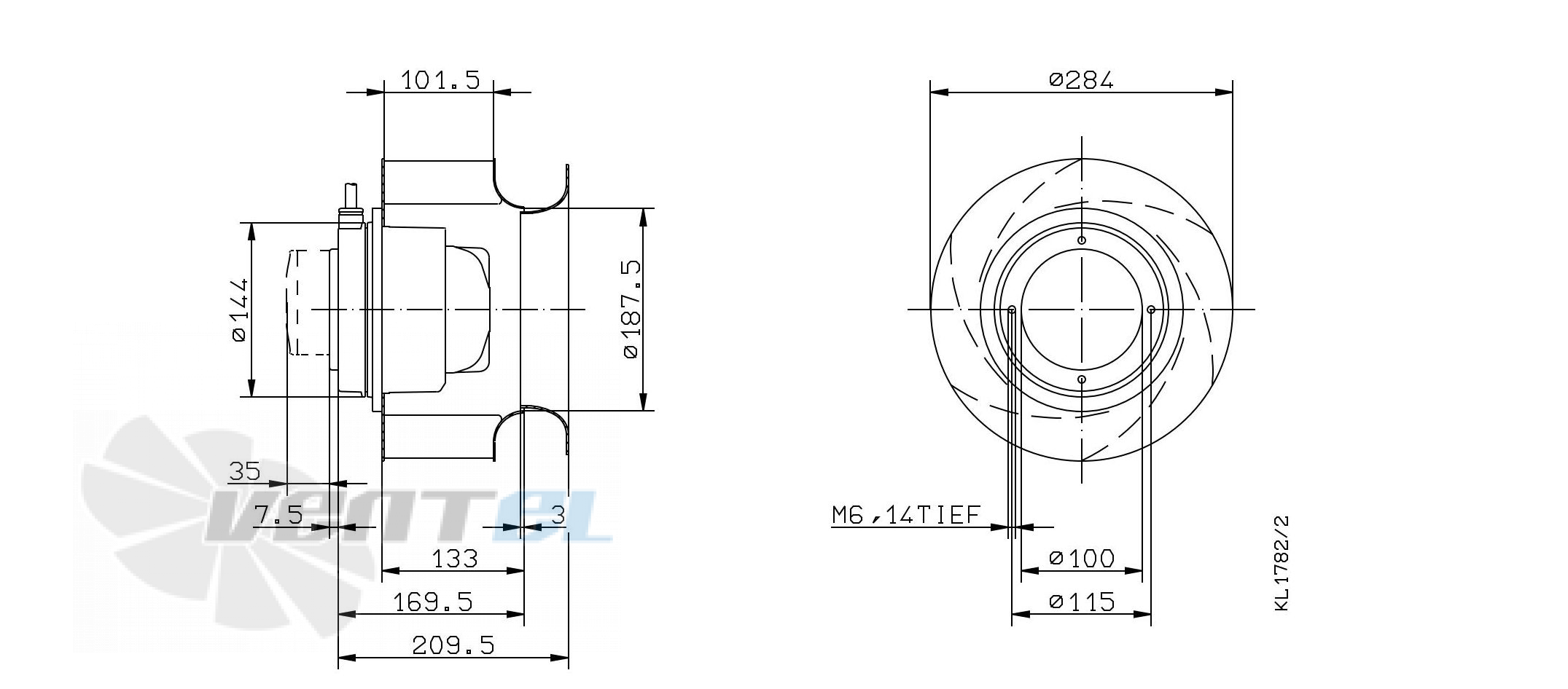 Ziehl-abegg RH28M-2DK.3F.1R - описание, технические характеристики, графики