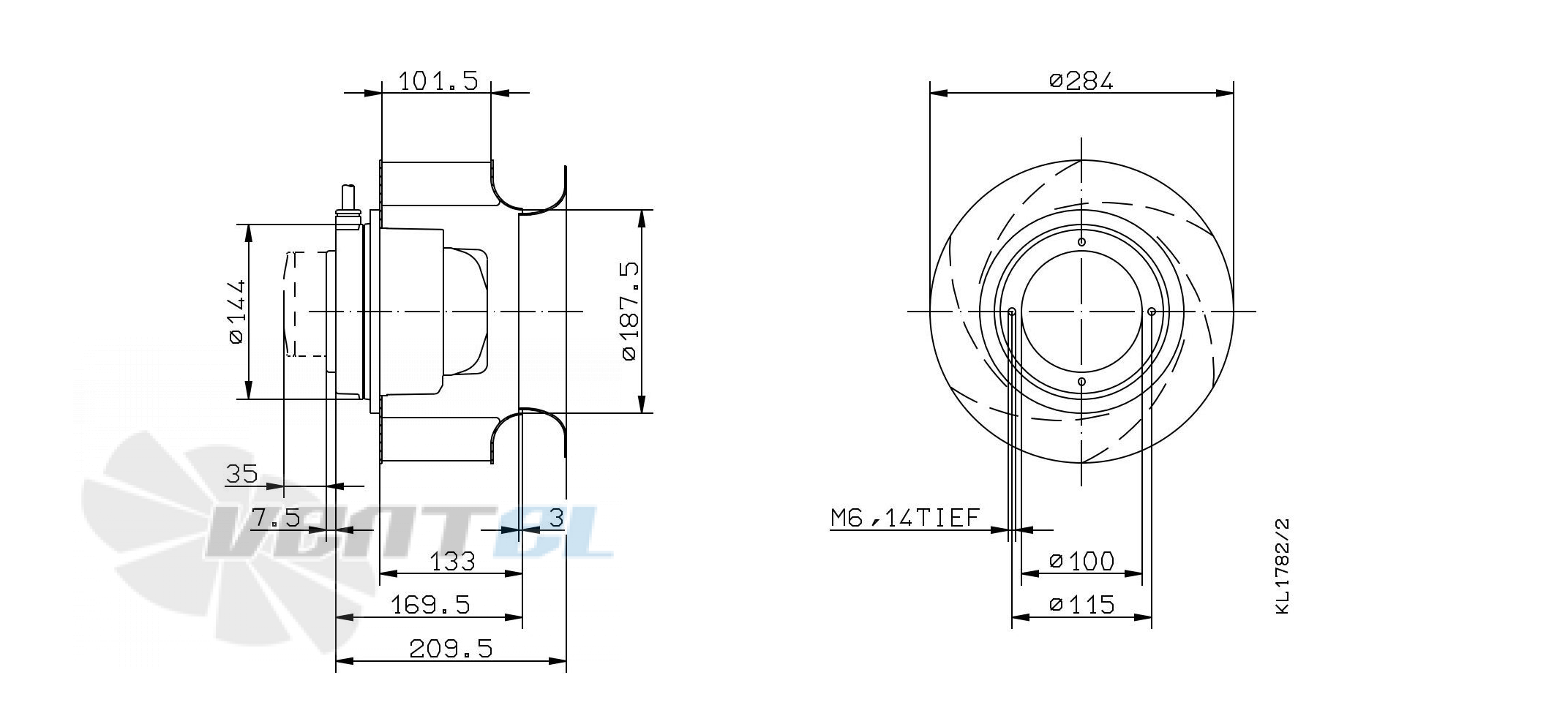 Ziehl-abegg RH28M-2EK.3F.1R - описание, технические характеристики, графики