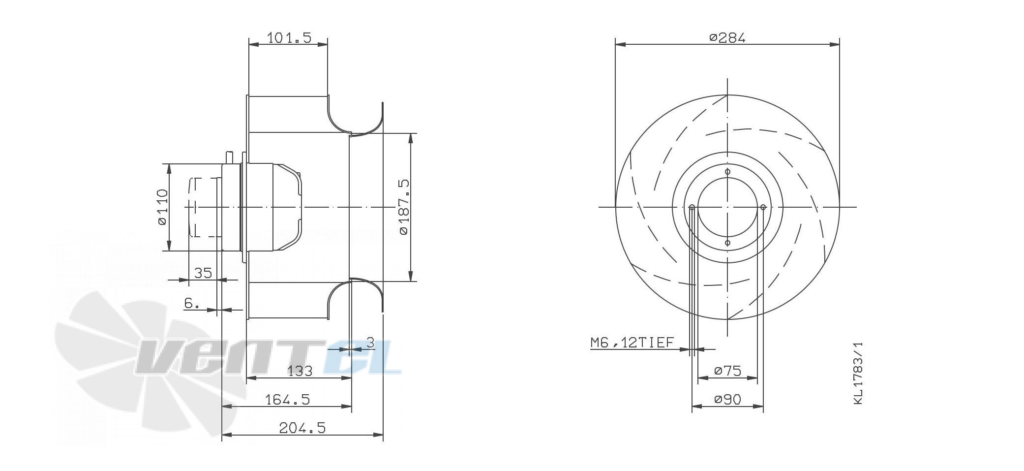 Ziehl-abegg RH28M-4DK.2A.1R - описание, технические характеристики, графики