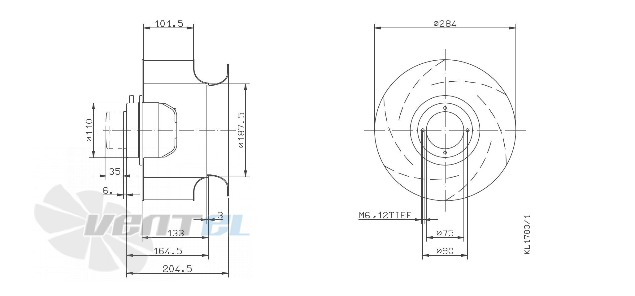 Ziehl-abegg RH28M-4EK.2A.1R - описание, технические характеристики, графики