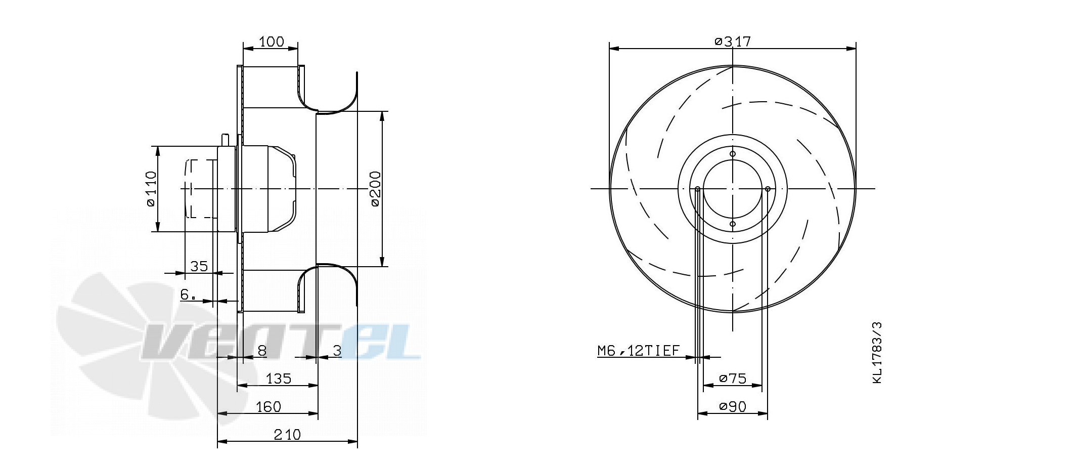 Ziehl-abegg RH31M-4DK.2C.1R - описание, технические характеристики, графики