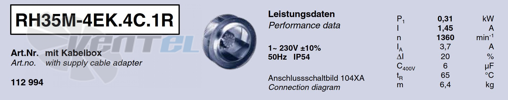 Ziehl-abegg RH35M-4EK.4C.1R - описание, технические характеристики, графики