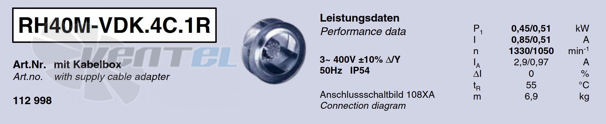 Ziehl-abegg RH40M-VDK.4C.1R - описание, технические характеристики, графики