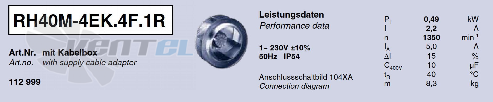 Ziehl-abegg RH40M-4EK.4F.1R - описание, технические характеристики, графики