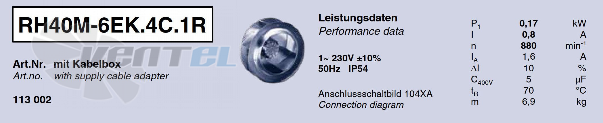 Ziehl-abegg RH40M-6EK.4C.1R - описание, технические характеристики, графики