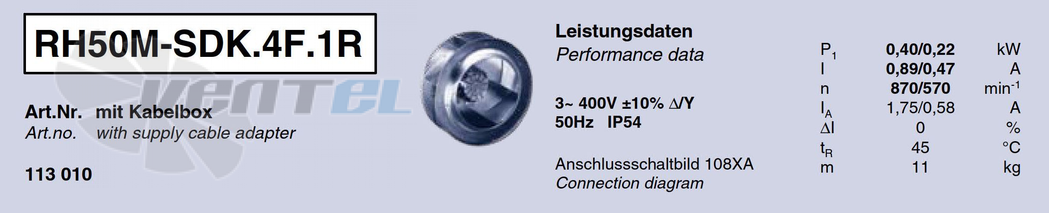 Ziehl-abegg RH50M-SDK.4F.1R - описание, технические характеристики, графики