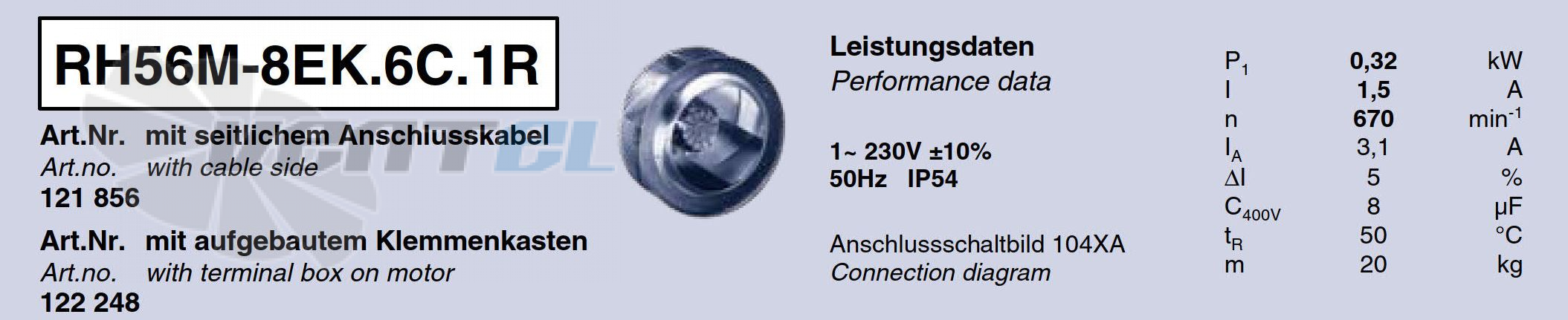 Ziehl-abegg RH56M-8EK.6C.1R - описание, технические характеристики, графики