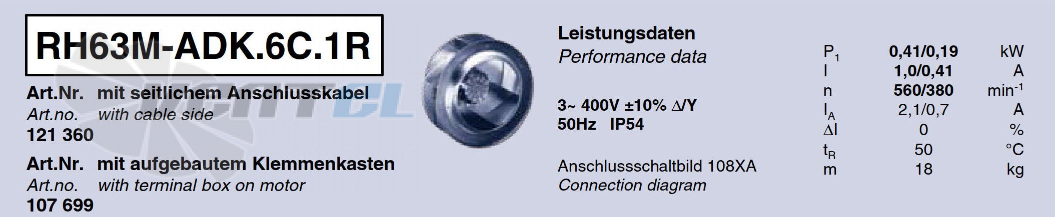 Ziehl-abegg RH63M-ADK.6C.1R - описание, технические характеристики, графики