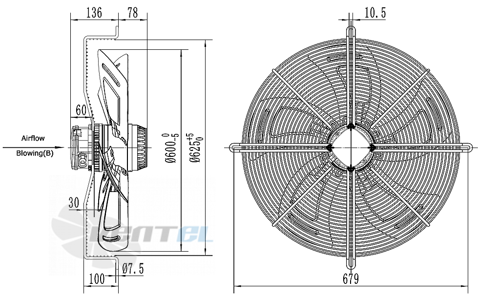 Weiguang WEIGUANG YWF4E-600S-137/70-G - описание, технические характеристики, графики