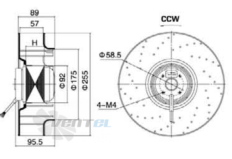 Weiguang YWF-4E-92/35-B-L250/57 - описание, технические характеристики, графики