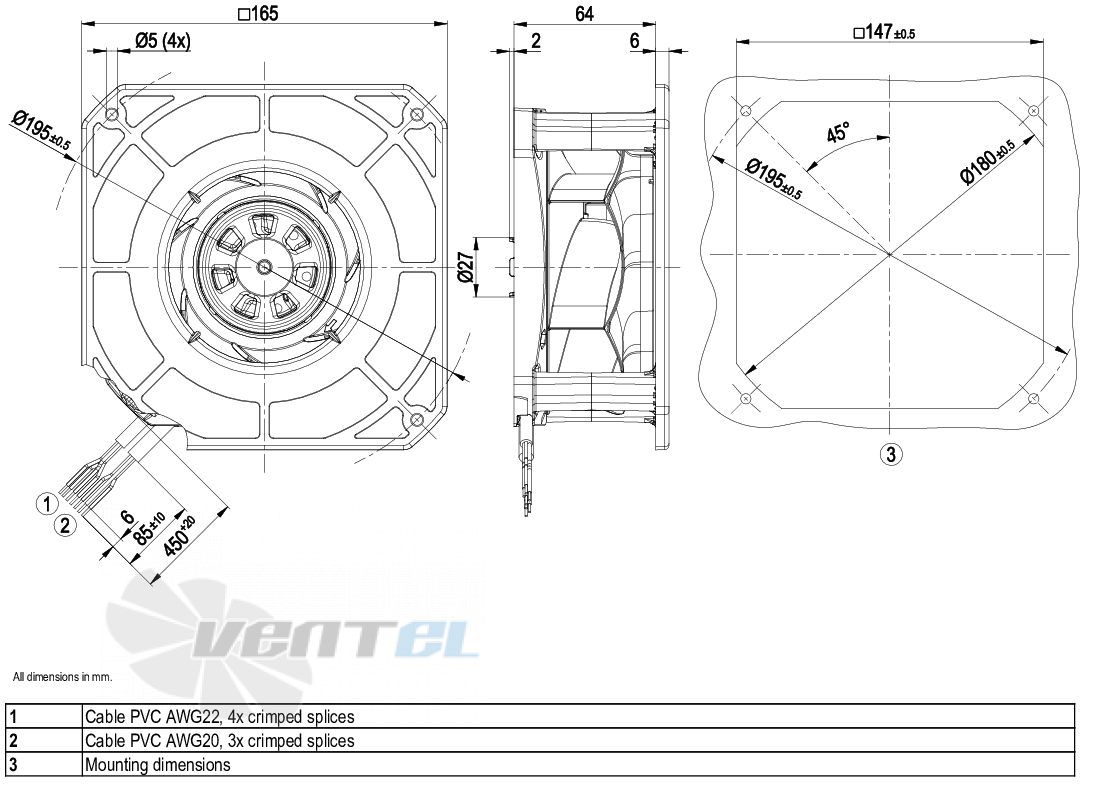 Ebmpapst K3G133-RA01-03 - описание, технические характеристики, графики