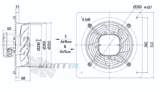 Weiguang YWF-2D-200-B-92/15-B0 - описание, технические характеристики, графики