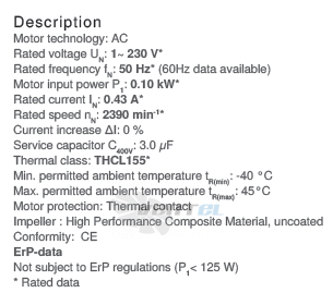 Ziehl-abegg RH22L-2EP-W6-1R - описание, технические характеристики, графики