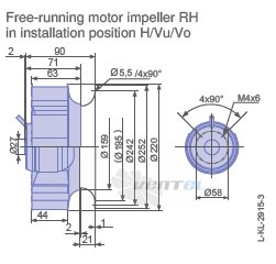 Ziehl-abegg RH22L-2EP-WA-1R - описание, технические характеристики, графики