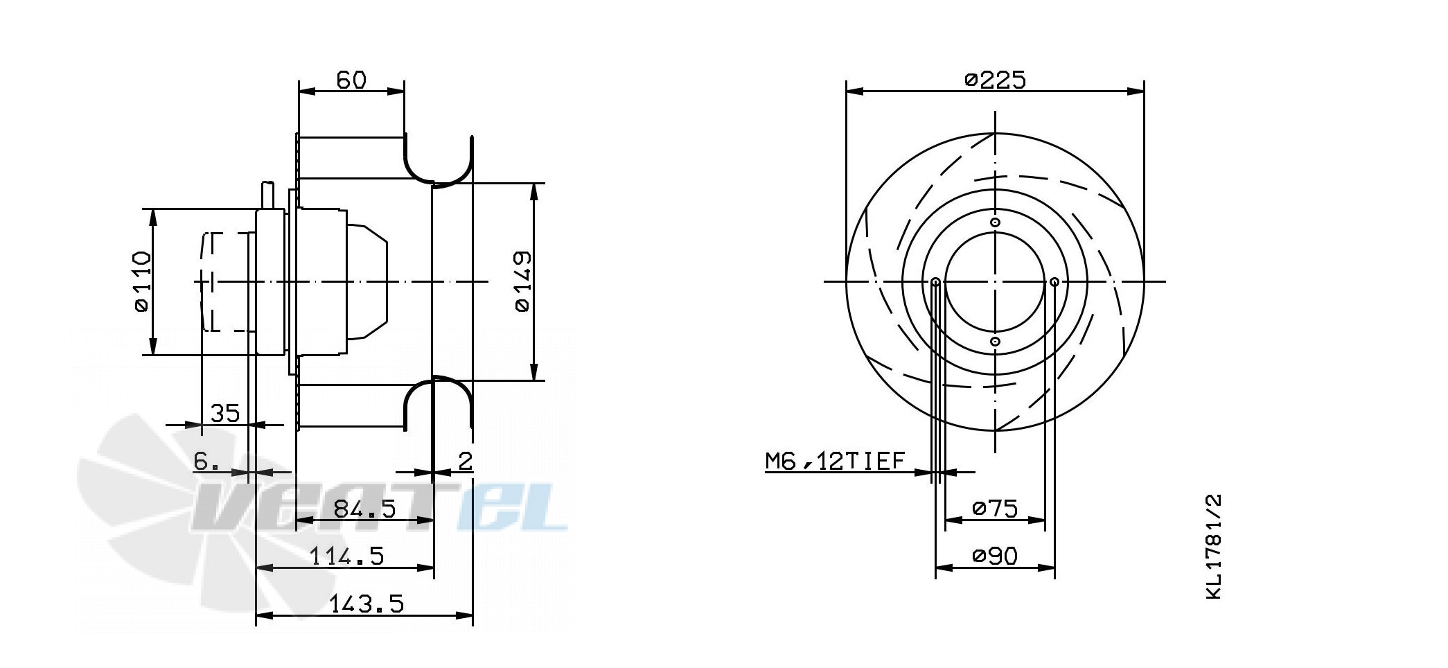 Ziehl-abegg RH22M-2EK.1B.2R - описание, технические характеристики, графики