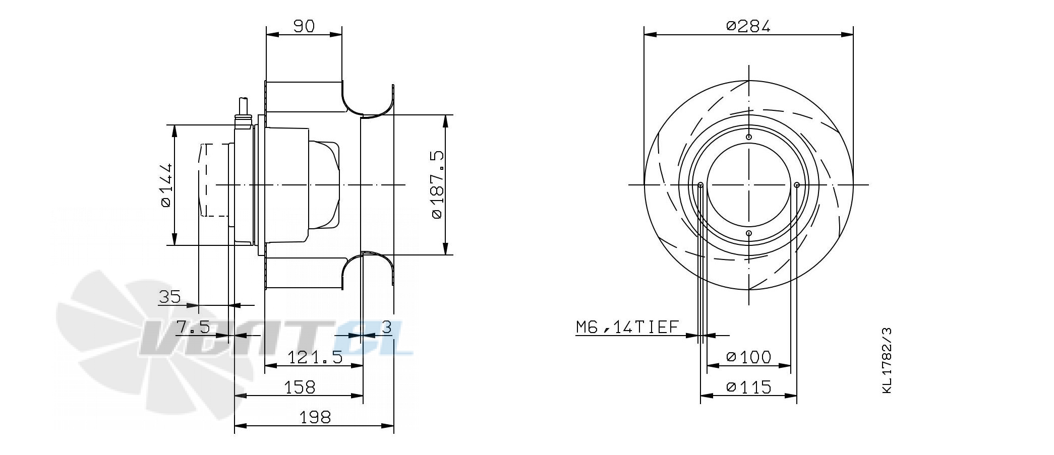 Ziehl-abegg RH28M-2DK.3F.2R - описание, технические характеристики, графики