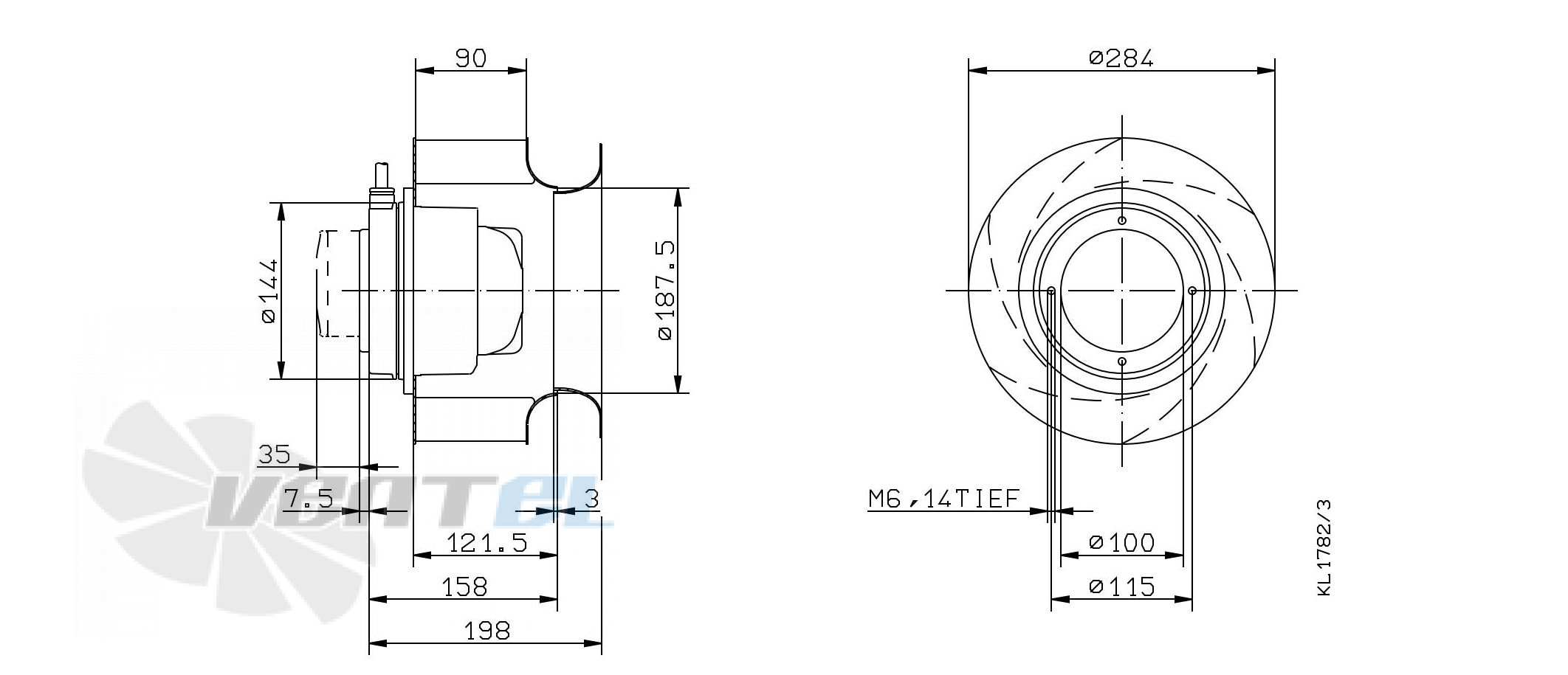 Ziehl-abegg RH28M-2EK.3F.2R - описание, технические характеристики, графики