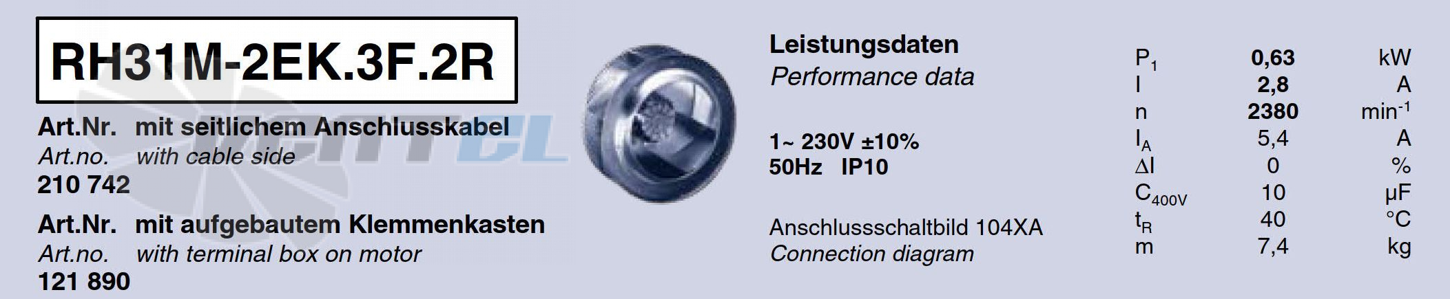 Ziehl-abegg RH31M-2EK.3F.2R - описание, технические характеристики, графики