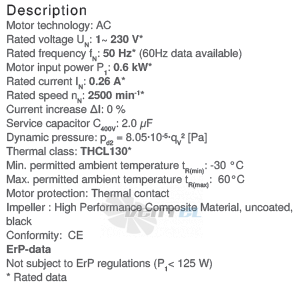 Ziehl-abegg RH19V-2EP.W6.1R - описание, технические характеристики, графики