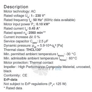 Ziehl-abegg RH22V-2EP.WA.1R - описание, технические характеристики, графики