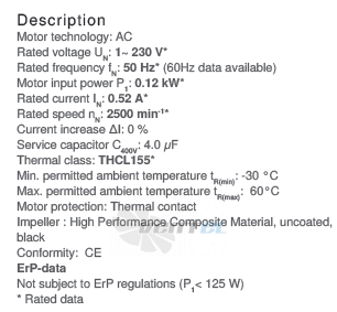 Ziehl-abegg RH22V-2EP.WC.2R - описание, технические характеристики, графики