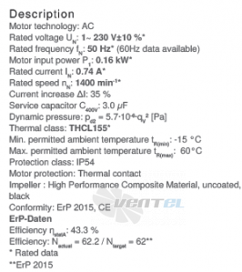 Ziehl-abegg RH31V-4EK.0F.1R - описание, технические характеристики, графики