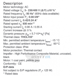 Ziehl-abegg RH31V-6DK.2A.1R - описание, технические характеристики, графики