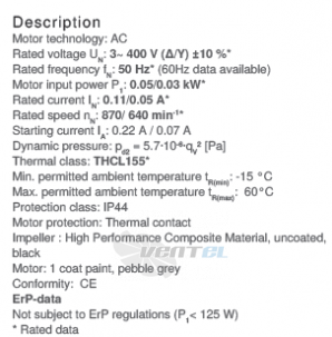 Ziehl-abegg RH31V-SDK.2A.1R - описание, технические характеристики, графики