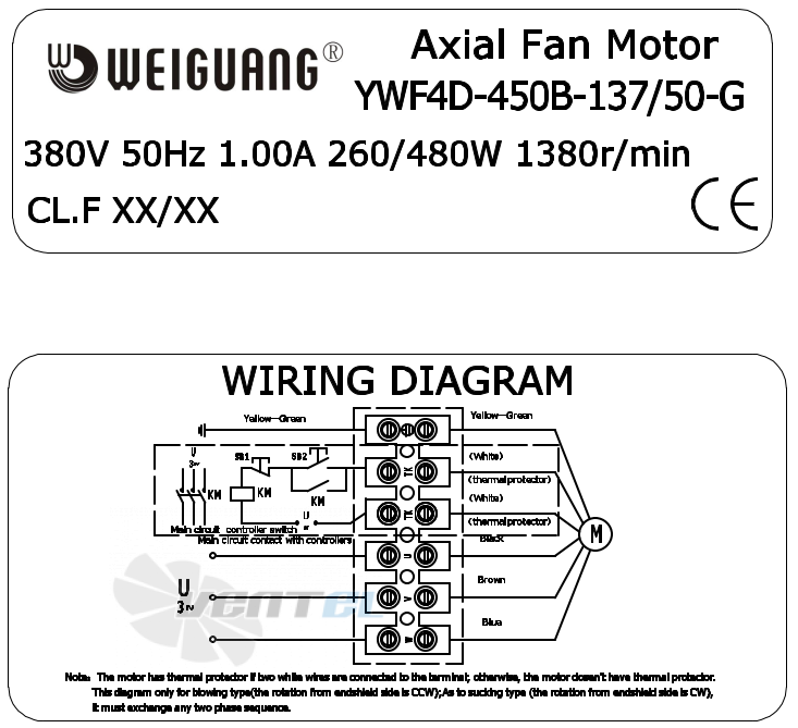 Weiguang WEIGUANG YWF-4D-450-B-137/50-G - описание, технические характеристики, графики