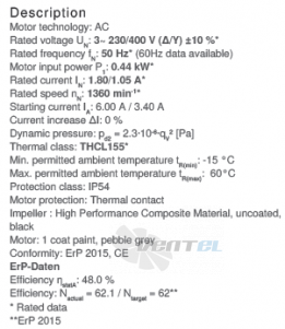 Ziehl-abegg RH40V-4DK.4F.1R - описание, технические характеристики, графики